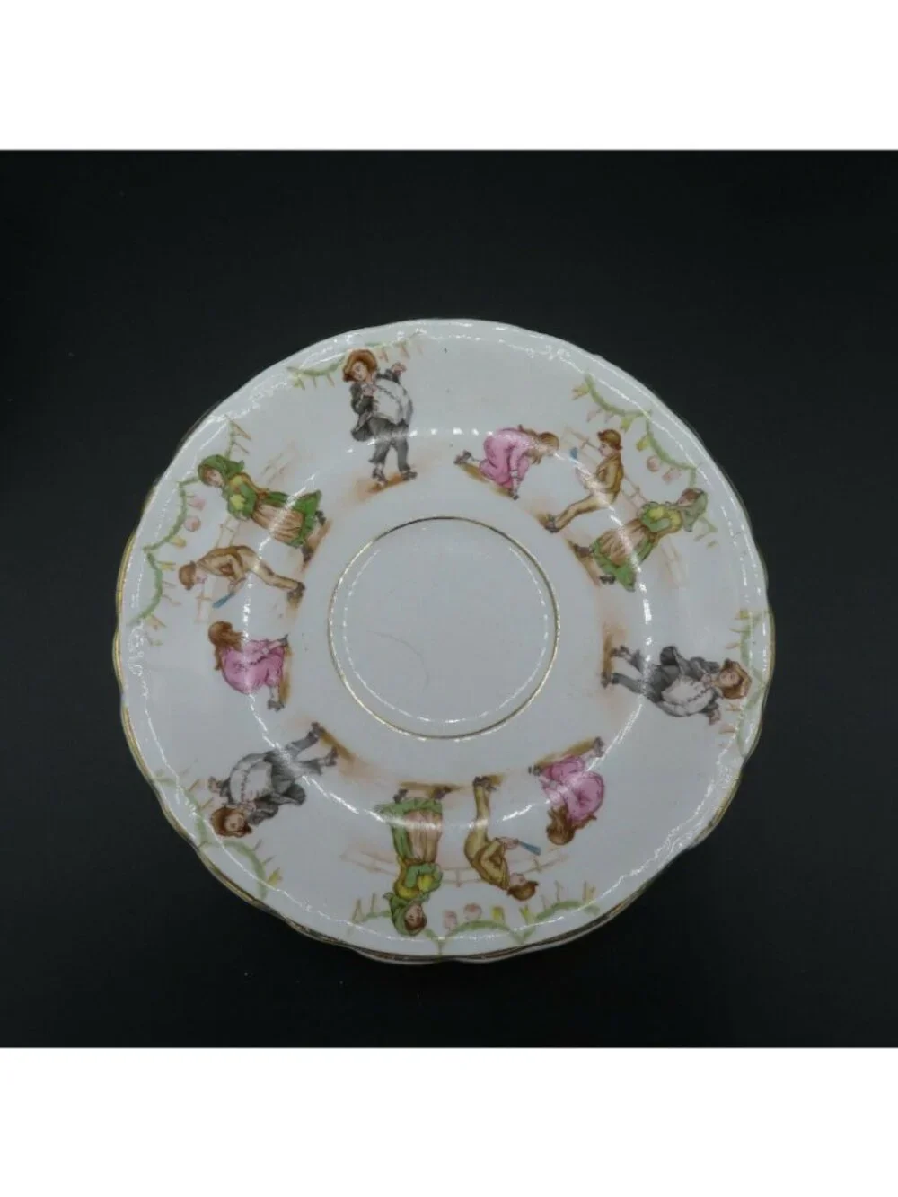 VTG Crown Warranted Halloween Dance Party Children Plate Saucer Tea Cup Set